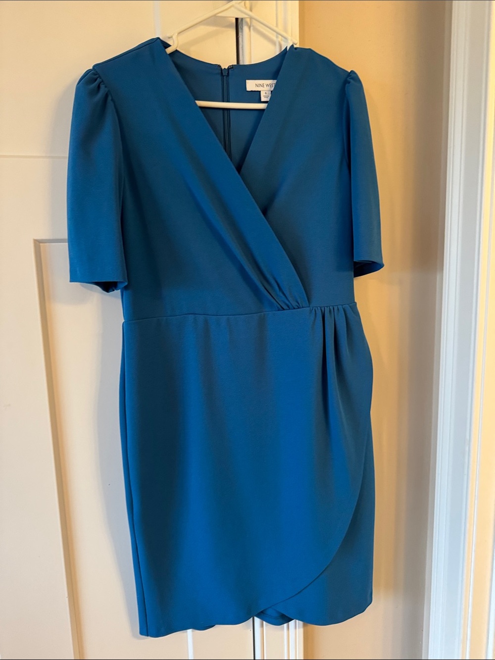 Nine West Teal Wrap-Style Mini Dress